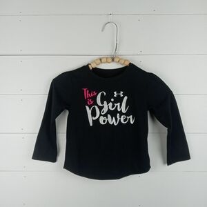 Under Armour girls size 24 mos black with silver girl power logo long sleeve